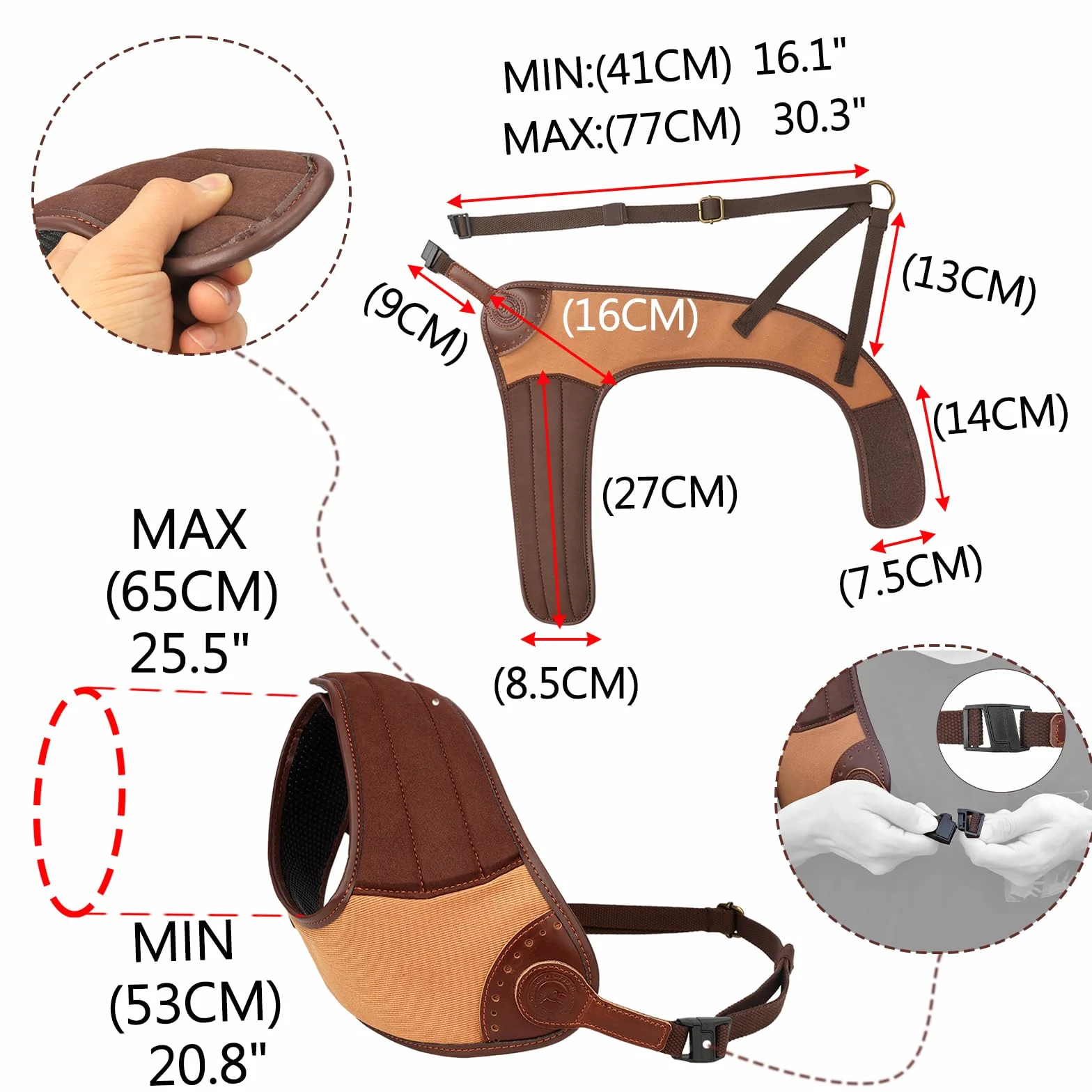 Almohadilla de retroceso de hombro de piel de lona ajustable para escopeta de rifle, almohadillas a prueba de golpes para deportes, tiro, caza