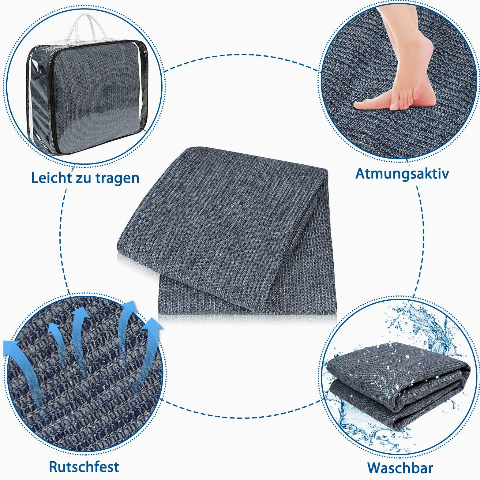 Froadp HDPE Alfombra de Tienda Camping al Aire Libre Antideslizante con Agujero de Aluminio y Bolsa de Transporte Lonas de Suelo de Campaña Carpa Lavable para Caravanas Veranda