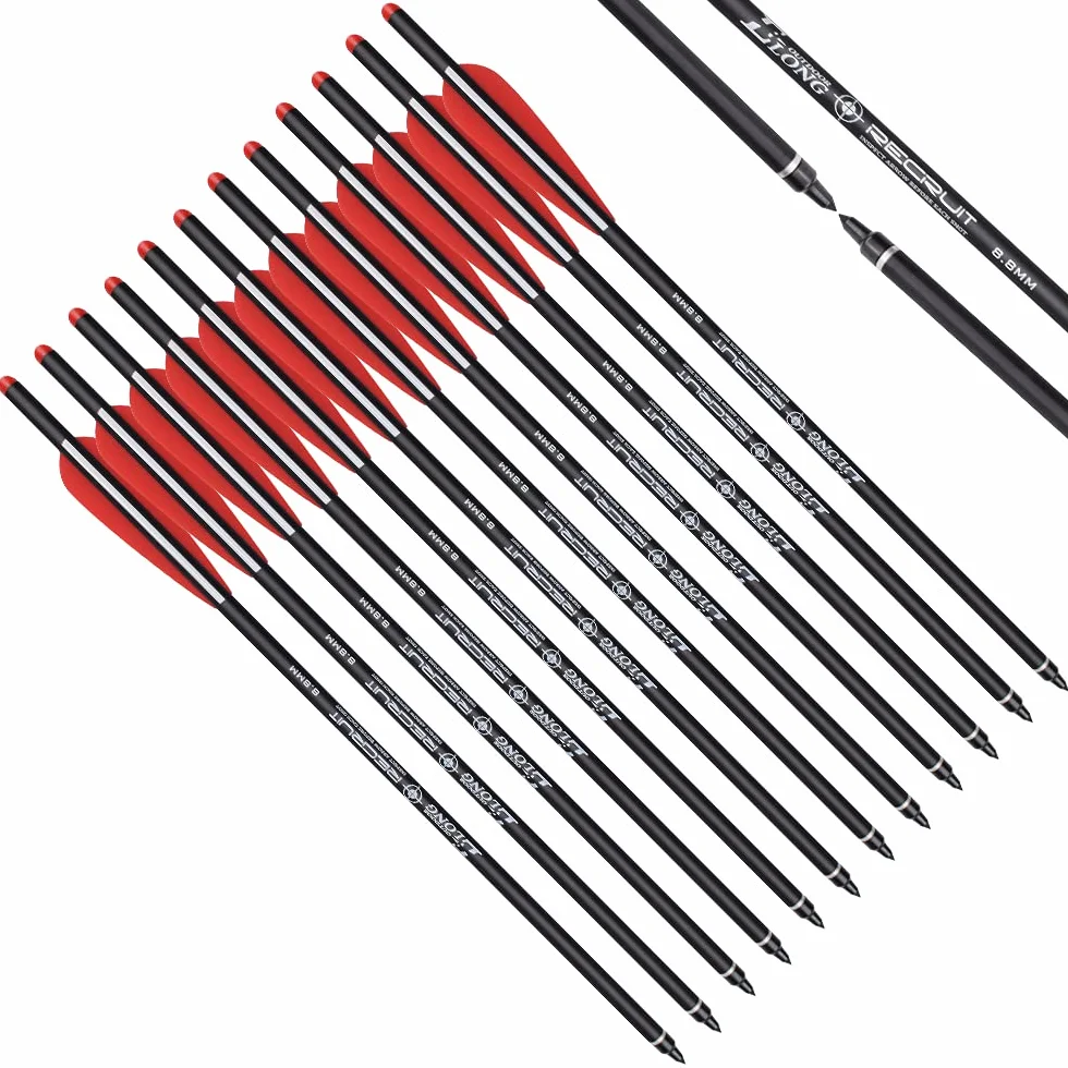 NIKA ARCHERY 12 Piezas de Pernos de Ballesta Flechas de Carbono 16 18 20 Pulgadas Flechas de Ballesta para Ballesta Caza Tiro con Arco práctica de Tiro