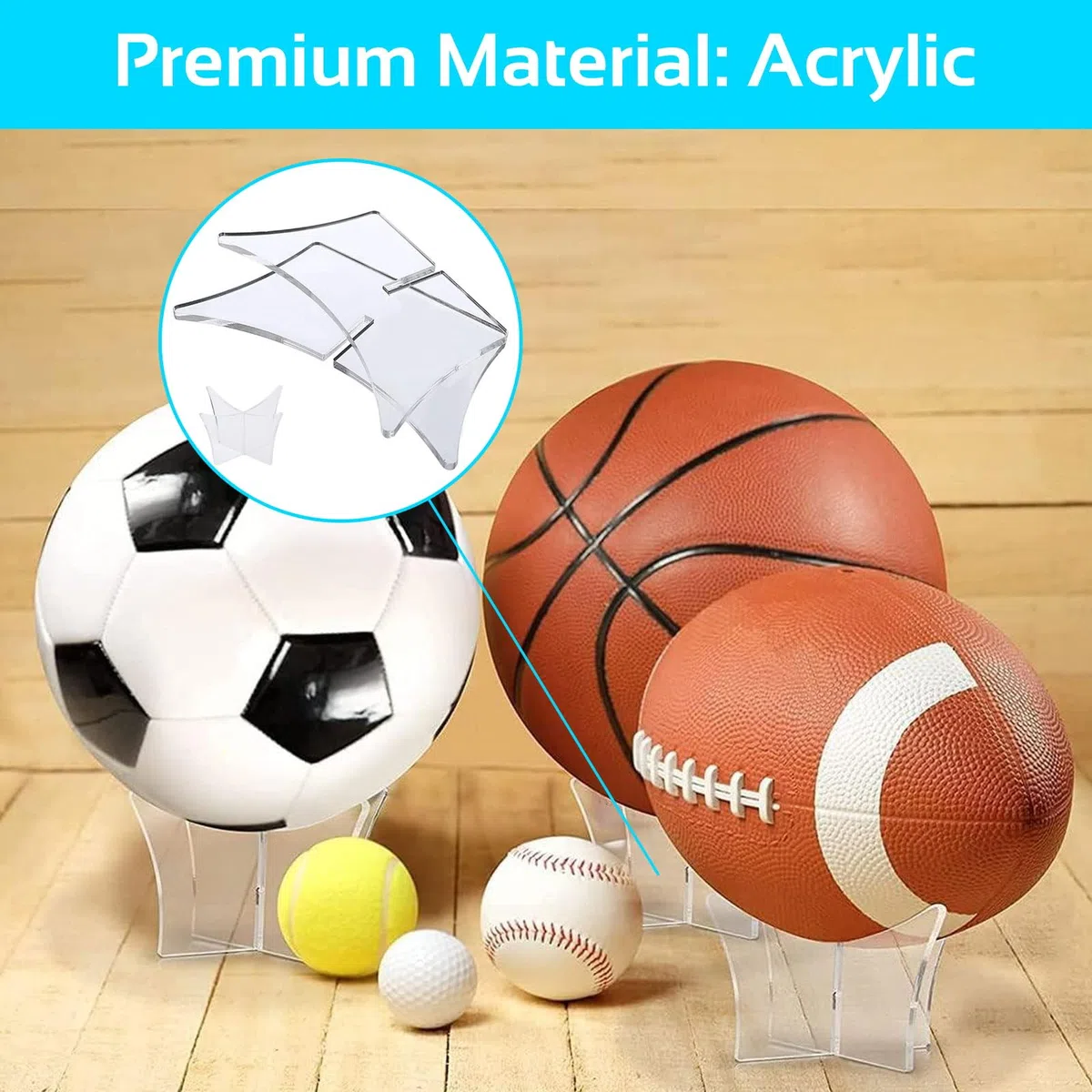 3 Soporte de Balón,Bola Acrílico Soporte,Soporte de Pelota,Soporte de Bola Transparente,Soporte Balones De Fútbol, para Fútbol, Bolos, Baloncesto, Voleibol y Balonmano
