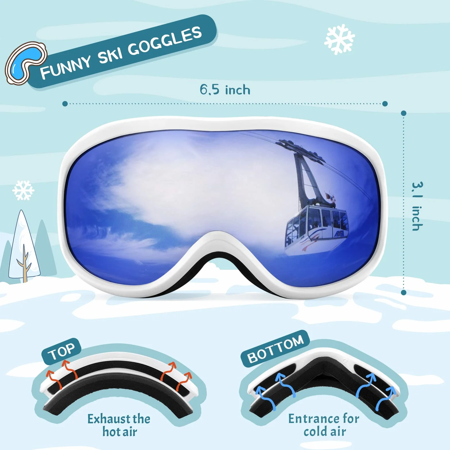 Supertrip Gafas De Esquí Para Niños De 5-15 Años Protección UV Anti-Niebla Y Antiparras Resistentes A Impactos Y Compatibles Con Casco