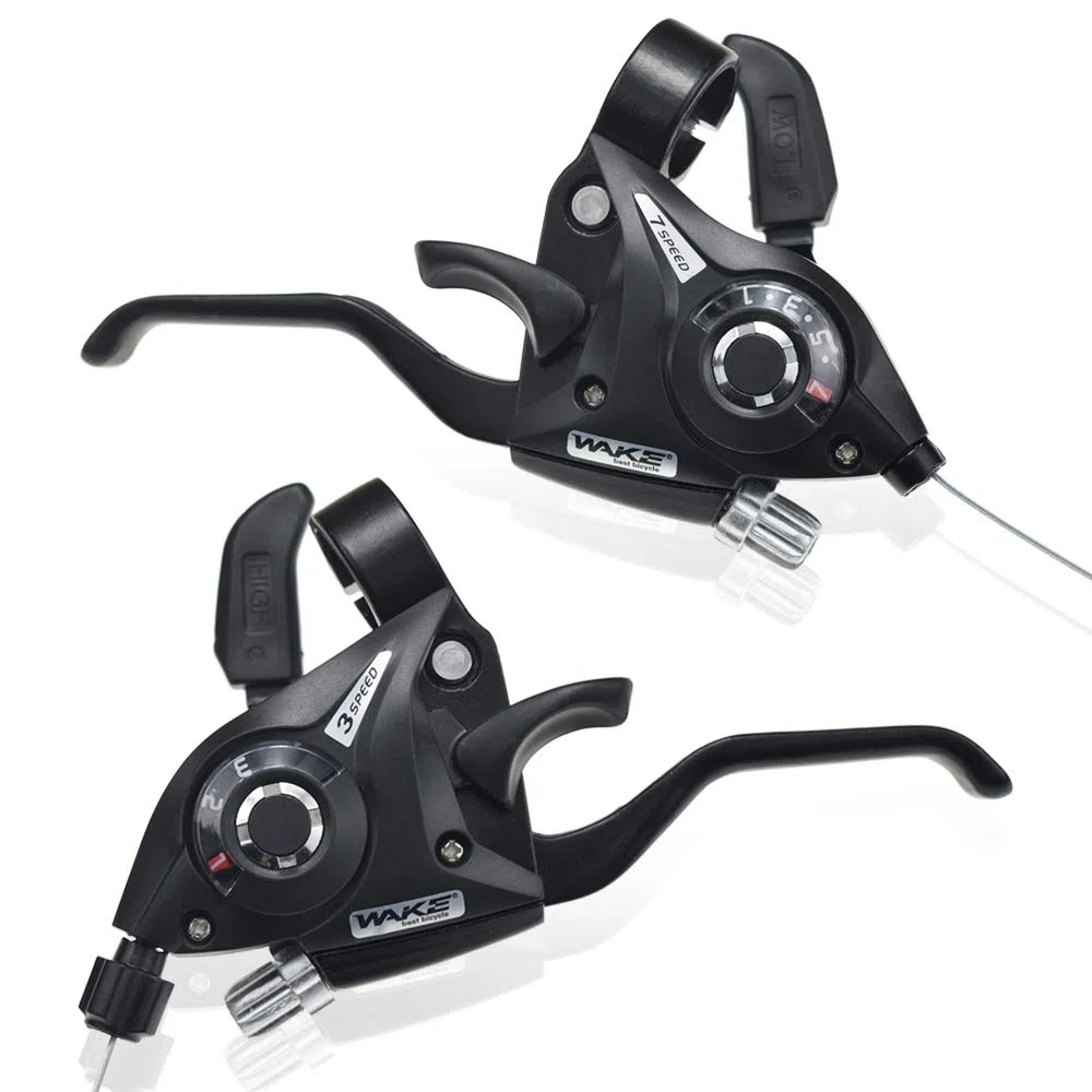 CYSKY Cambio de Bicicleta 3x7/3x8 Velocidad Cambios Frenos Combo, Kits de Palanca de Freno Izquierda Derecha con Indicador de Marcha y Cables de Freno para Bici Montaña, Carretera (3 x 7 Velocidad)