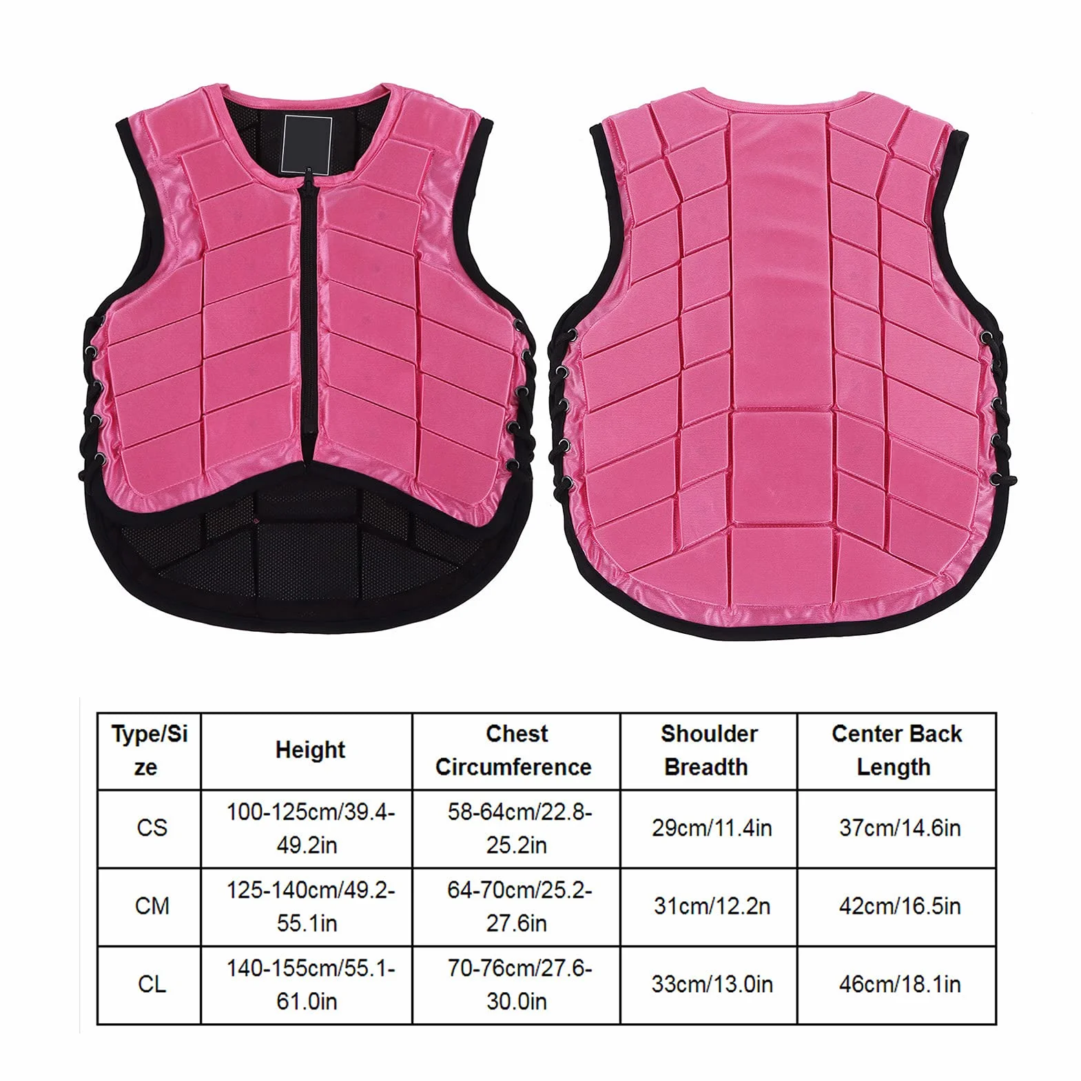 Chaleco ecuestre acolchado de espuma para niños, equipo de protección para equitación, color rosa