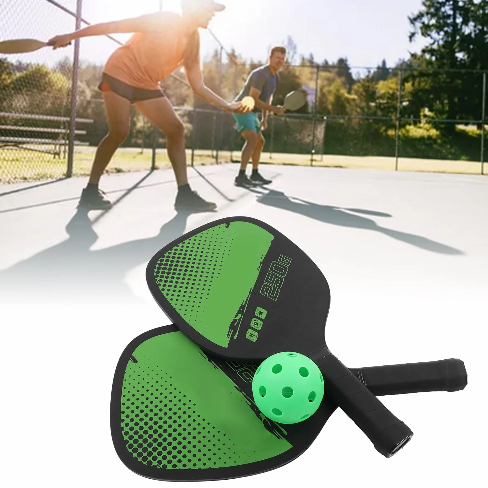 Juego de Pickleball 2 Paletas 4 Pelotas con Bolsa de Almacenamiento Raquetas para Deportes al Aire