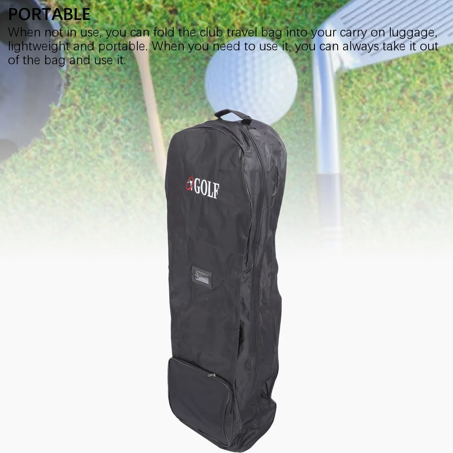 Wakects Bolsa de Viaje de Golf con Rueda, Tela Oxford 600D, Funda para Bolsa de Golf, Bolsa de Viaje Plegable Portátil con Bolsillo de Almacenamiento para Aerolíneas Voladoras, Color Negro