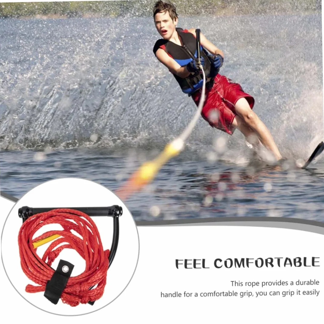 Cuerda de Wakeboard y Esquí Acuático Roja 24 Pies con Mango de Remolque