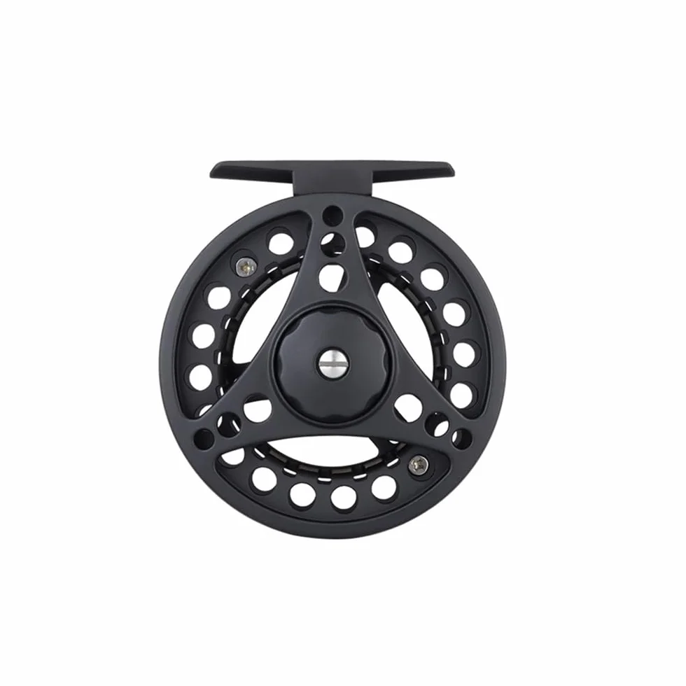 Carrete de pesca con mosca de aleación de aluminio, carretes de mosca para mano izquierda y derecha, río, lago, mar, pesca en aguas tranquilas, tamaño # 7/8, 5/6, 3/4 (negro/plateado)