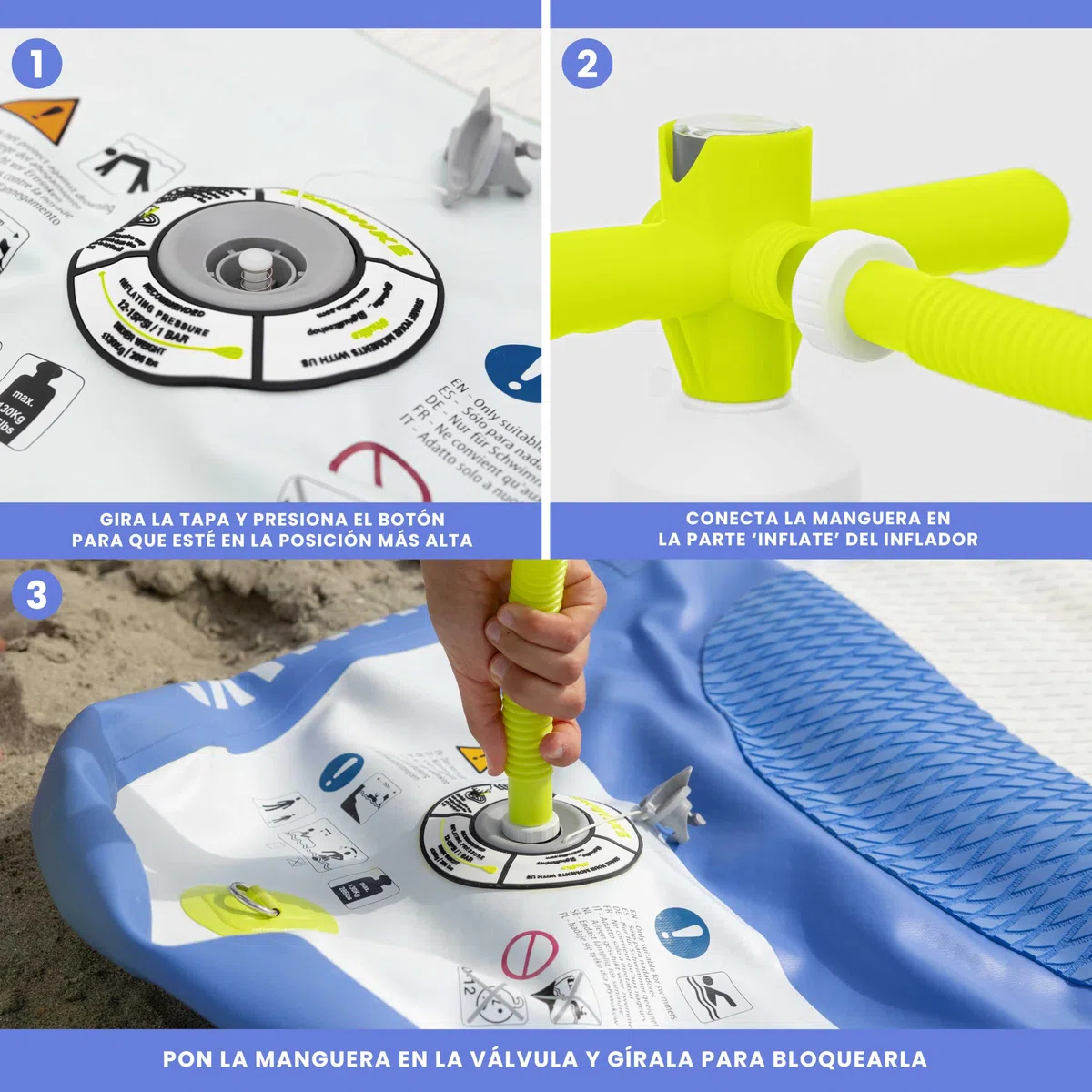 Inflador Paddle Surf Manual de Doble Accion - HUIIKE | Hinchador Paddle Surf de 15 PSI | Inflador Tabla Padel Sup Hinchable | Accesorios para Tabla Paddlesurf Hinchable | Bomba con Manometro