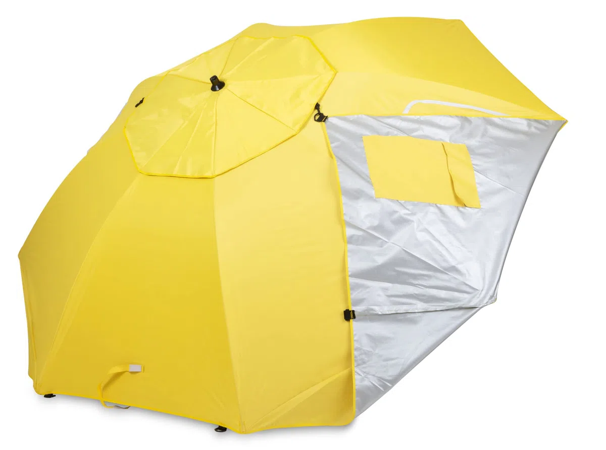 Stagecaptain UM-210 Shady Sombrilla y Refugio de Playa - Estaca para Montaje como sombrilla - Tela Repelente al Agua con Capa de protección UV - Ventana de Malla para Mejor circulación de Aire