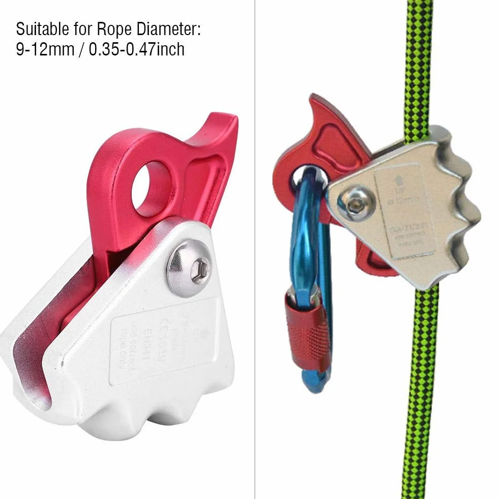 Vobor Auto-frenado Stop Descender 15KN Rope Grab para Cuerdas 9-12mm Rappel Ring