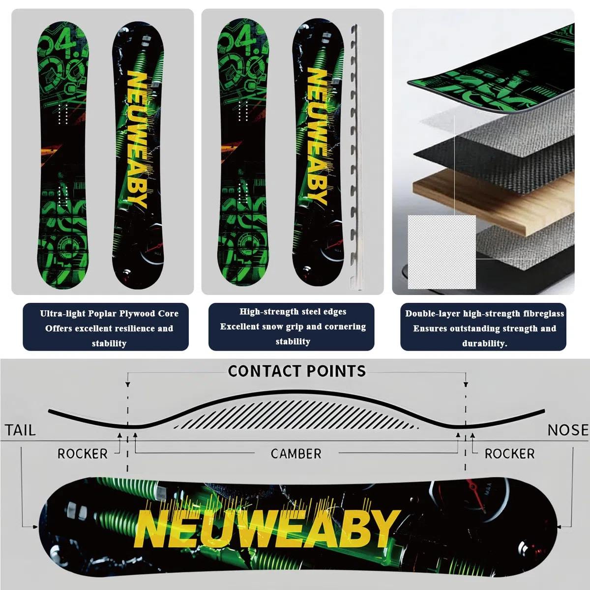 Tabla de Snowboard All Mountain para Mujer NEUWEABY - Estampado de Cielo Estrellado - Camber direccional Twin CAM-out para Snowboarders Principiantes y avanzados