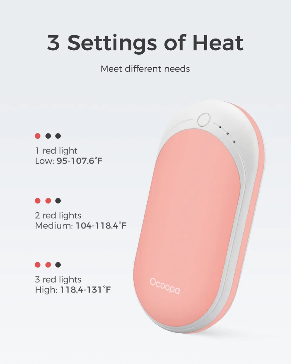 Ocoopa - Calentador de Mano Recargable (5200 mAh, eléctrico portátil Powerbank, Ideal para Deportes al Aire Libre, Caza, Golf, Camping, Regalo Caliente para Mujer y Hombre