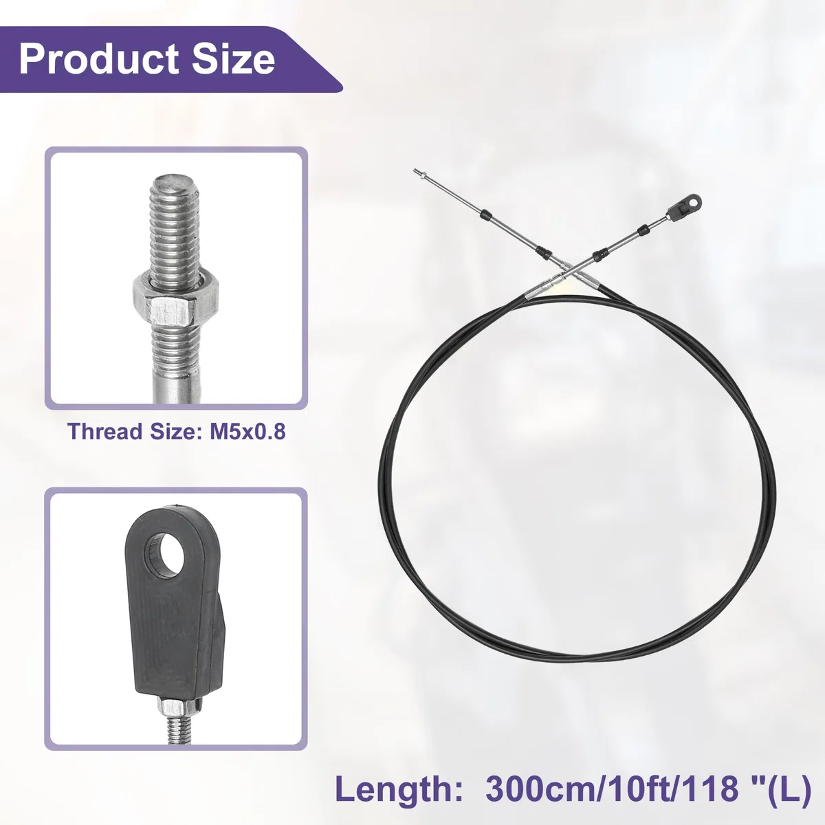 QUARKZMAN 2 Piezas de Cable de Control de Acelerador para Barco Marino de 300cm 10Ft 33C/3300 Negro
