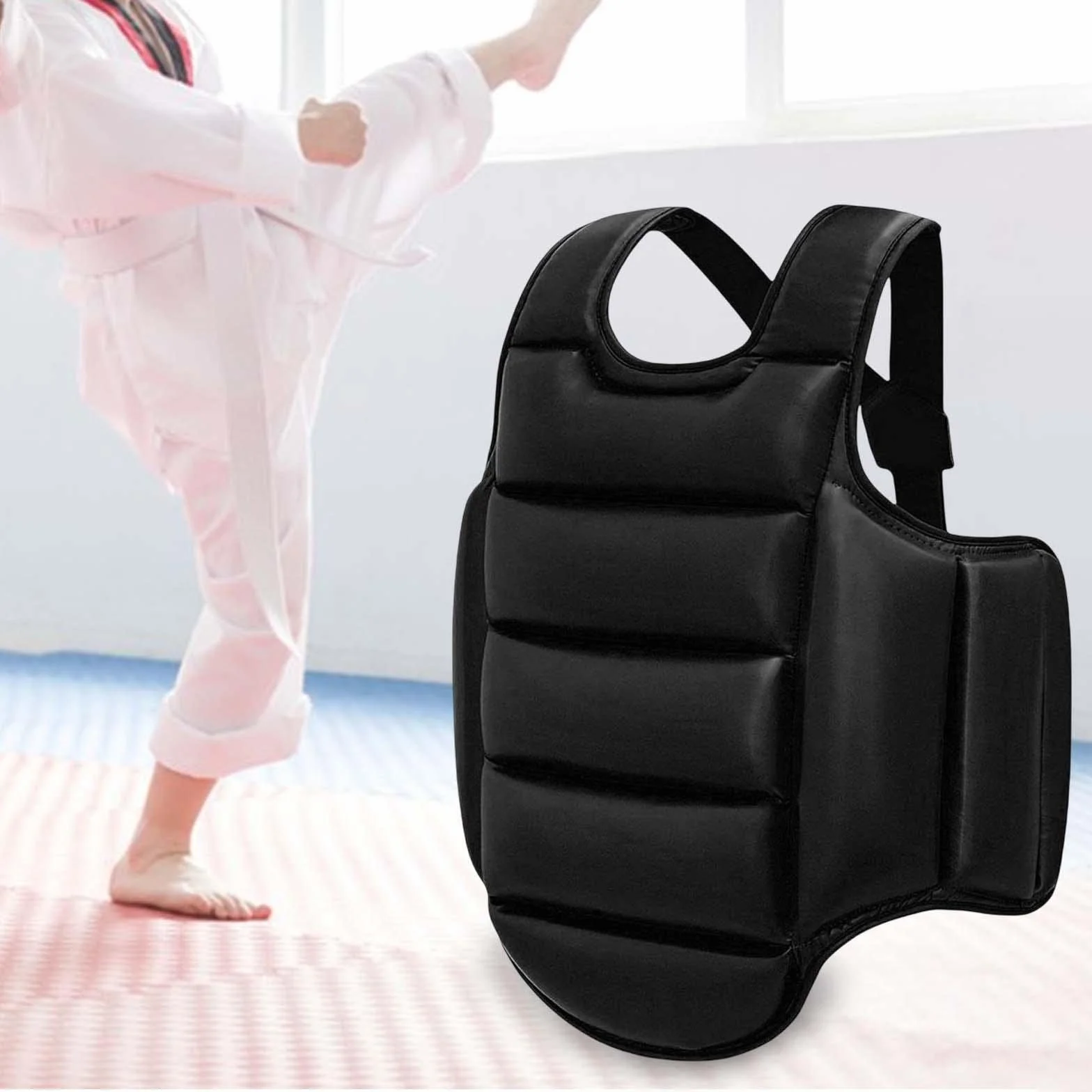 harayaa Reversible Taekwondo Protector Chaleco Rib MMA Boxeo Karate para Sanda, Mujeres Hombres, Niños, Muay Thai, XS Negro