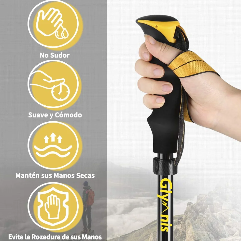Bastones de Senderismo Trekking Plegables 2pcs 36cm-130cm Aleación de Aluminio 7075 EVA para Senderismo Alpinismo Trail