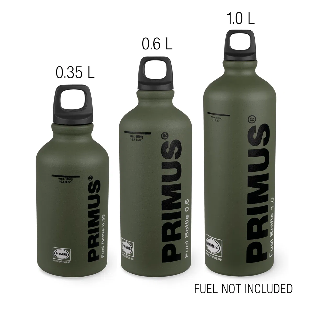 PRIMUS Botella de combustible de 1,0 L – de aluminio extruido – para hornillo de gasolina camping – botellas de combustible para cocinas multifuel – hornillo de camping gasolina – botella de