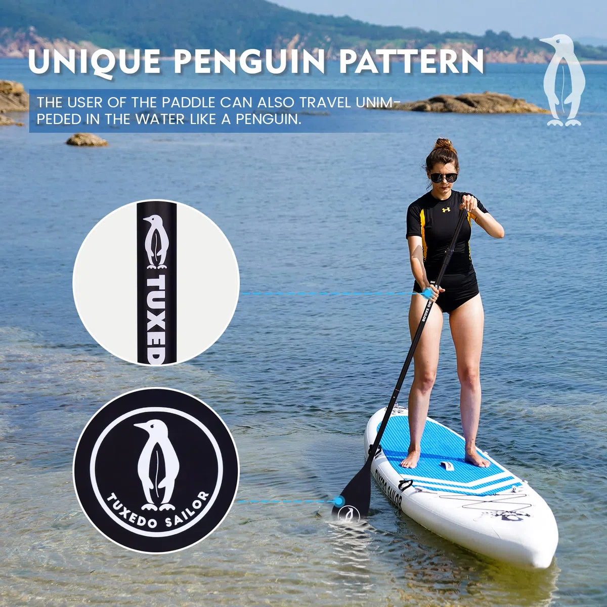 Tuxedo Sailor Sup Paddles - Adjustable Stand Up Paddle 3 Piece or 4 Piece Floating Alloy Portable Paddle Board Paddles - Lightweight & Floating oars - Durable and Packable - Efficient Padding