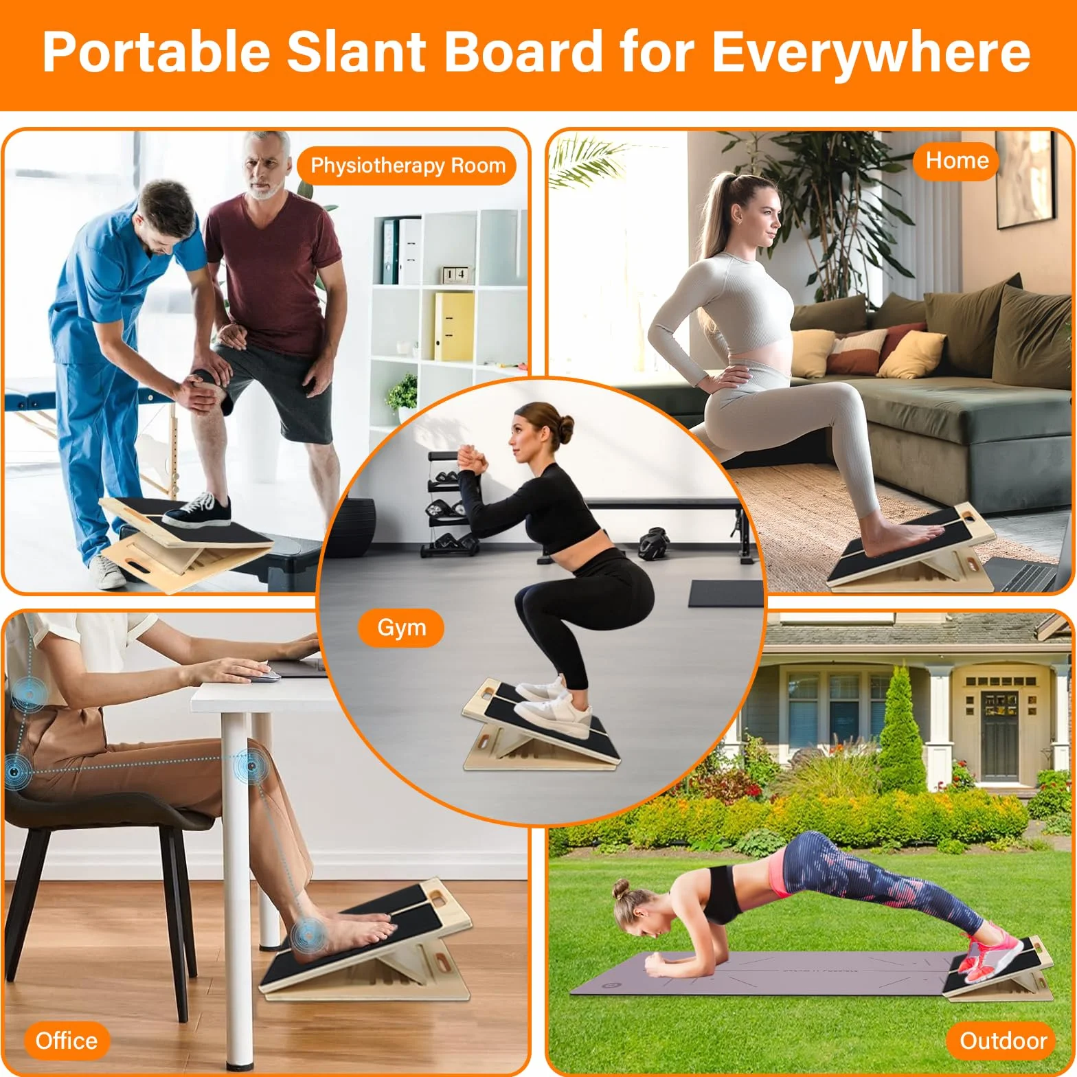 Tabla Inclinada Ajustable de Madera para Estirar Pantorrillas y Ejercicios Fitness