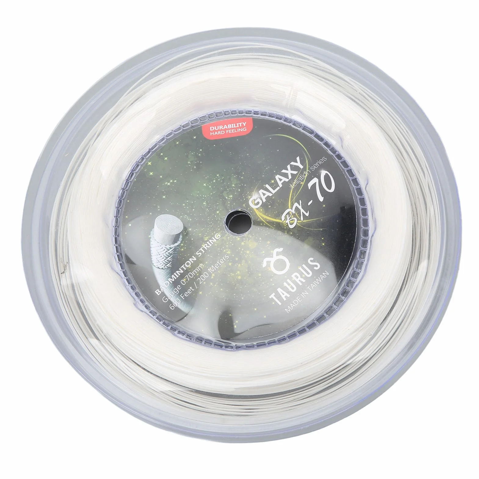Cadena De Raqueta De Bádminton BX70 De Nylon Alto Elástico 0.7mm De Diámetro Bobina De 200m Amarillo Fluorescente para Entrenamiento Y Juegos Competitivos con Resistencia Mejorada