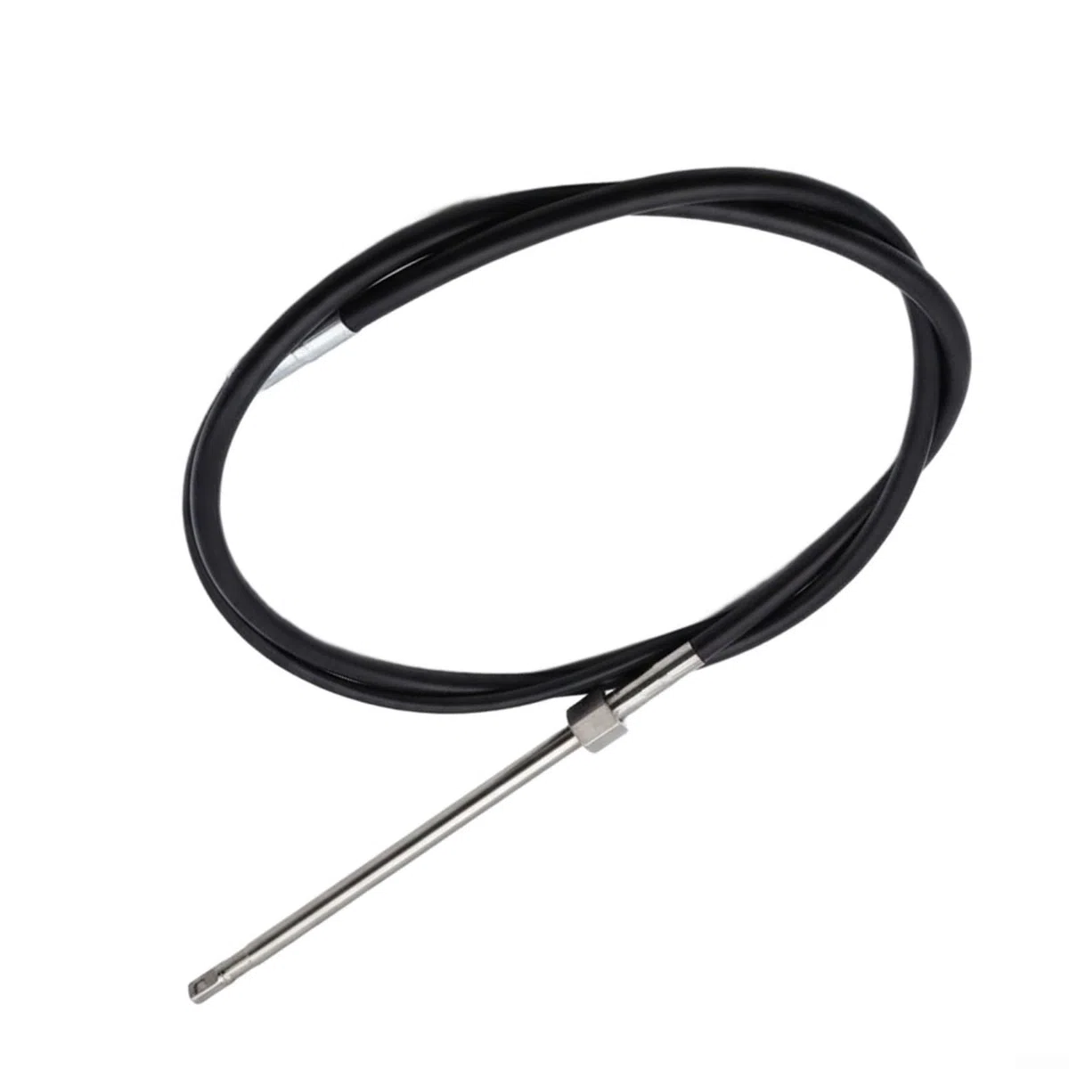 Cable de dirección de barco de grado marino, kit de timón fuera de borda giratorio para funda para pesca lanchas inflables negro (12 pies)