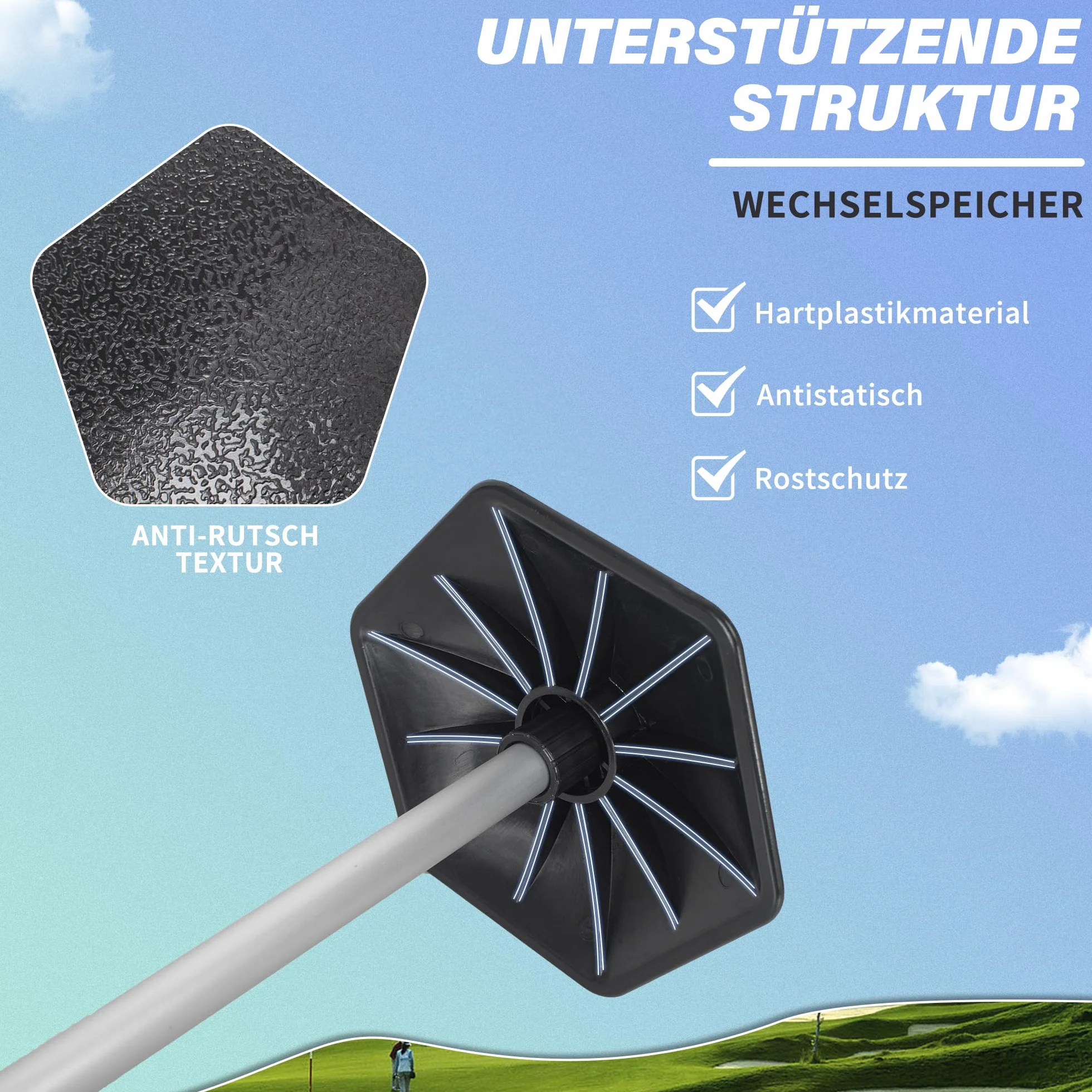 OUUTMEE Barra de apoyo para bolsas de golf de aluminio hexagonal resistente al impacto