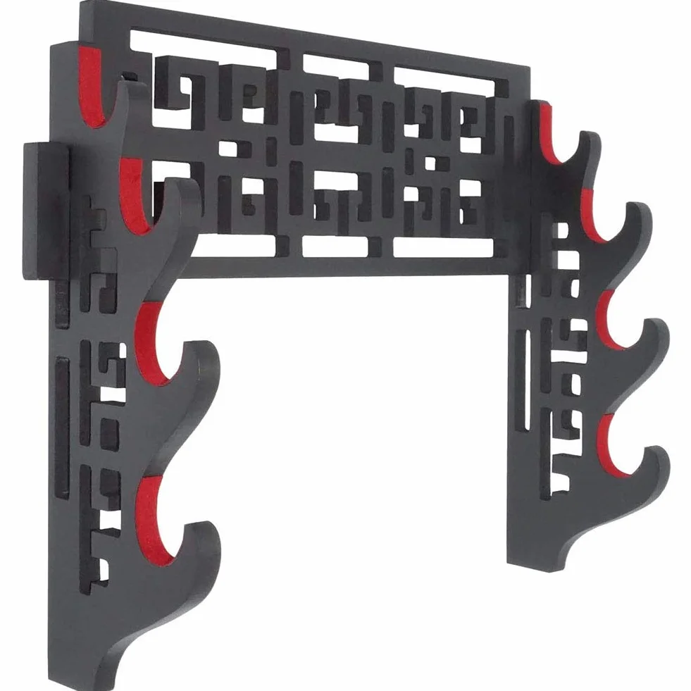 Soporte Espada de Pared Terciopelo Acolchado Katana Samurai 4 Niveles