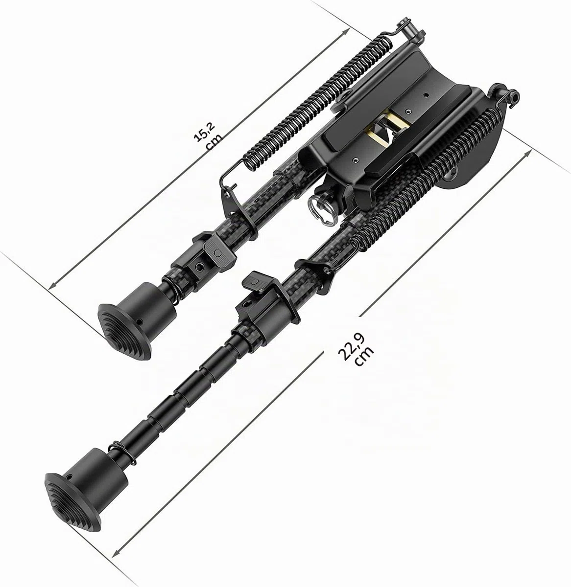 Feyachi Bípode de Rifle Fibra de Carbono 6"- 9" Extensible con Adaptador Picatinny, Bípode de Carbono para Caza