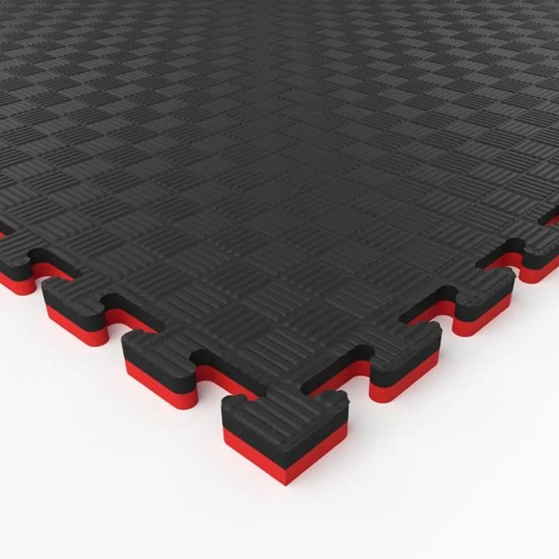 Artatami® Tatami Puzzle 1x1x40 mm Rojo - Negro【1 Unidad】 Profesional Alta Densidad EVA – Tatami 4 cm para Judo, BJJ, MMA y Lucha – Suelo Artes Marciales Antideslizante Premium