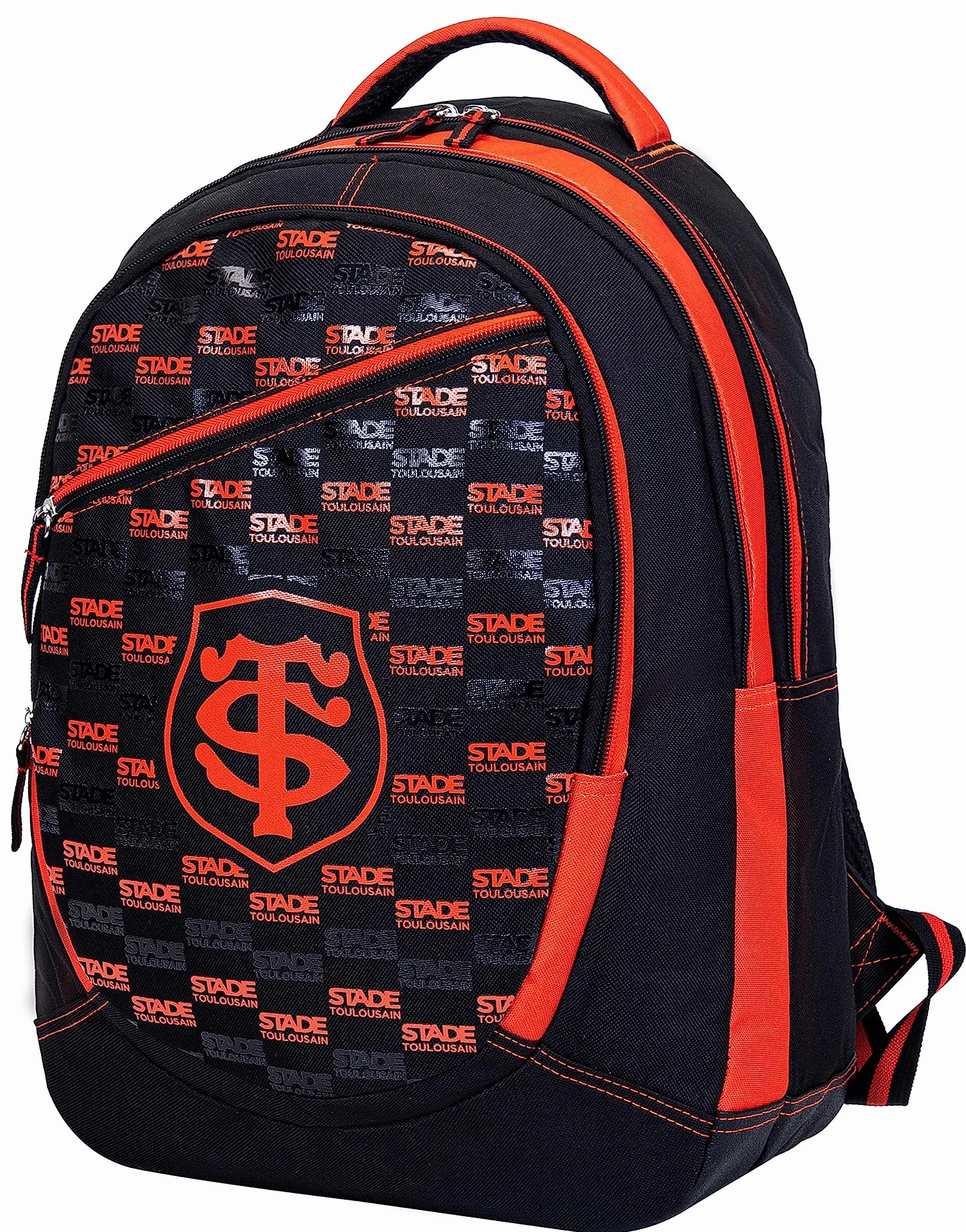 Stade Toulousain - Mochila escolar Toulouse, colección oficial de Rugby, Negro , 32 x 45 x 16 cm