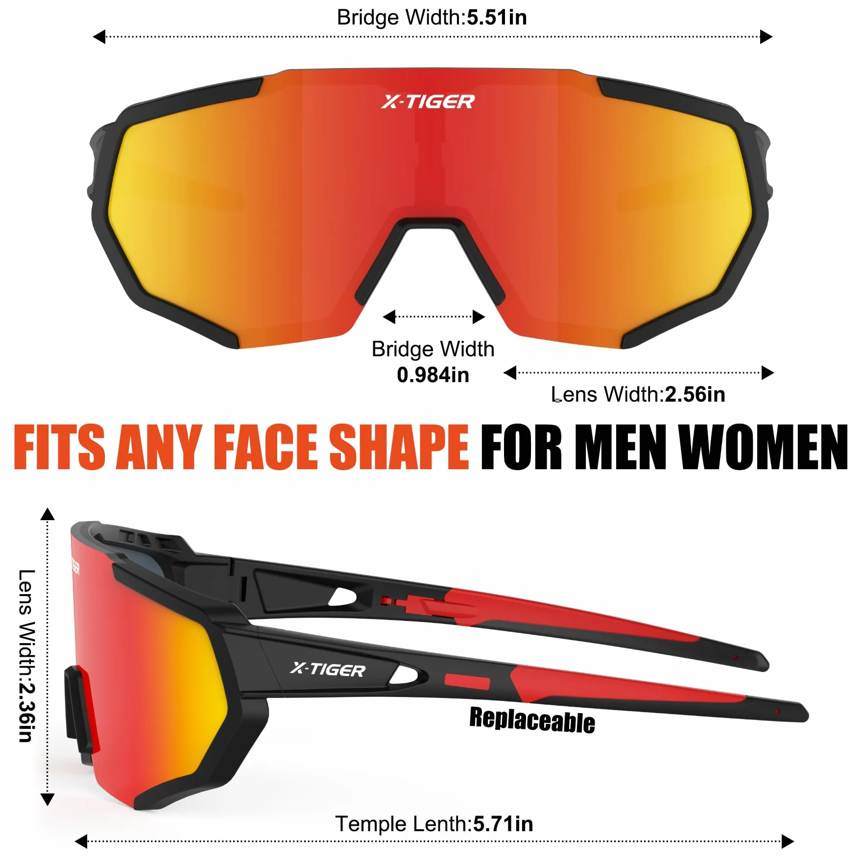 X-TIGER Gafas de Ciclismo con 5 Lentes Intercambiables UV400
