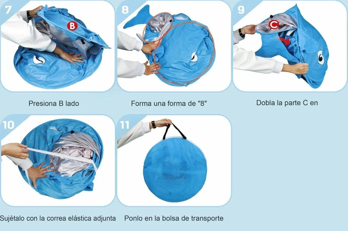 Opret Tienda Playa Bebe Pop-up Piscina Niños Carpa Plegable Portátil Anti UV 50+ Protector Solar, Azul