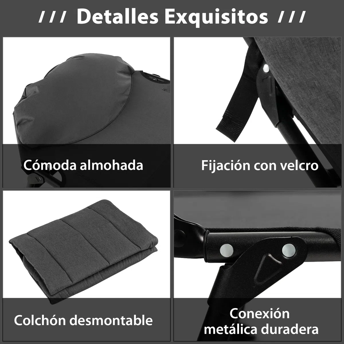 COSTWAY Cama Plegable Camping con Colchón Desmontable, Cama Camping Respaldo Ajustable en 6 Posiciones, Catre Plegable Camping portátil y Ligera con Bolsa, Carga 200kg, 194 x 69 x 29 cm (Gris)