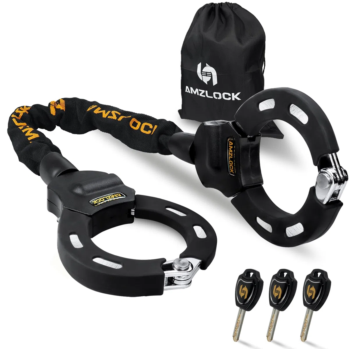 Candado Patinete Electrico, Antirrobo Bloqueo para Bicicleta, Candado Antirrobo con Cadena de 8mm de Grosor, Rotación Flexible con Llave y Bolsa Impermeable