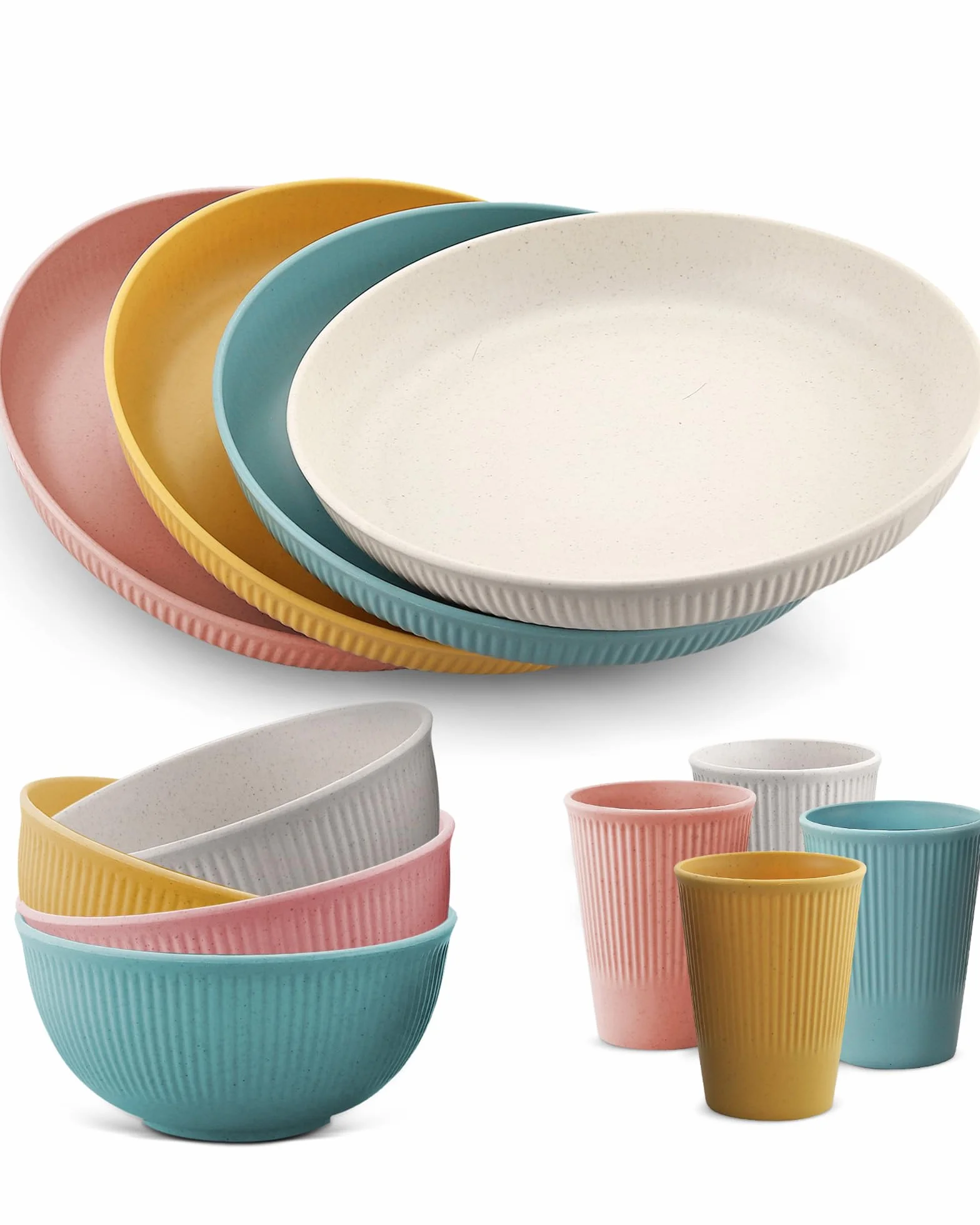 Juego de Vajilla HOMGEN 12PCS Cubiertos de Acampada, Cubiertos de Cocina de Plástico, Reutilizado Vajilla Irrompible Apto para Lavavajillas Ideal para Picnic, Fiesta, Barbacoa, Regalo, Camping, etc