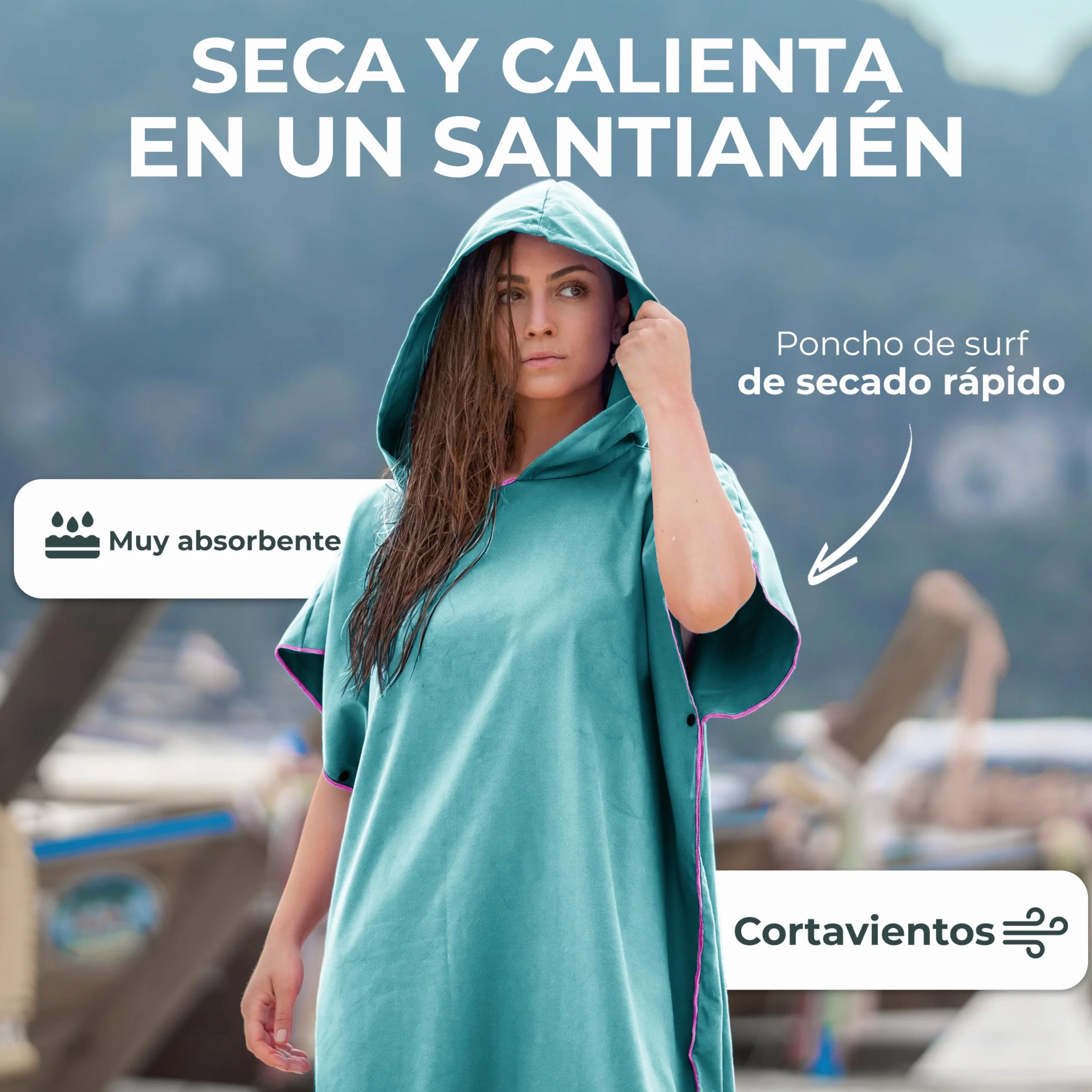 NirvanaShape Toalla Poncho 2 en 1 de Microfibra para Adultos – Albornoz de Secado Rápido y Ayuda para Cambiarse, Ideal para Viaje, Surf, Camping, Sauna y Playa