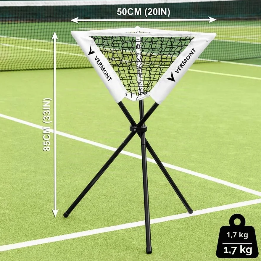 Vermont Cesta portátil para pelotas desplegable – Cesta de almacenamiento plegable ligera para tenis, críquet, béisbol y entrenamiento multideportivo – Capacidad para hasta 80 pelotas
