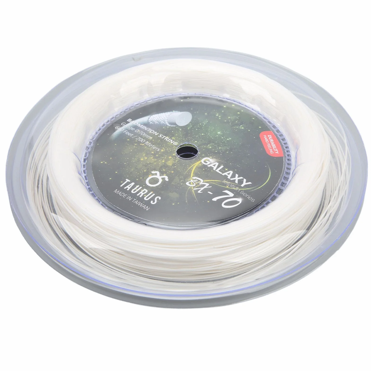 Cadena De Raqueta De Bádminton BX70 De Nylon Alto Elástico 0.7mm De Diámetro Bobina De 200m Amarillo Fluorescente para Entrenamiento Y Juegos Competitivos con Resistencia Mejorada