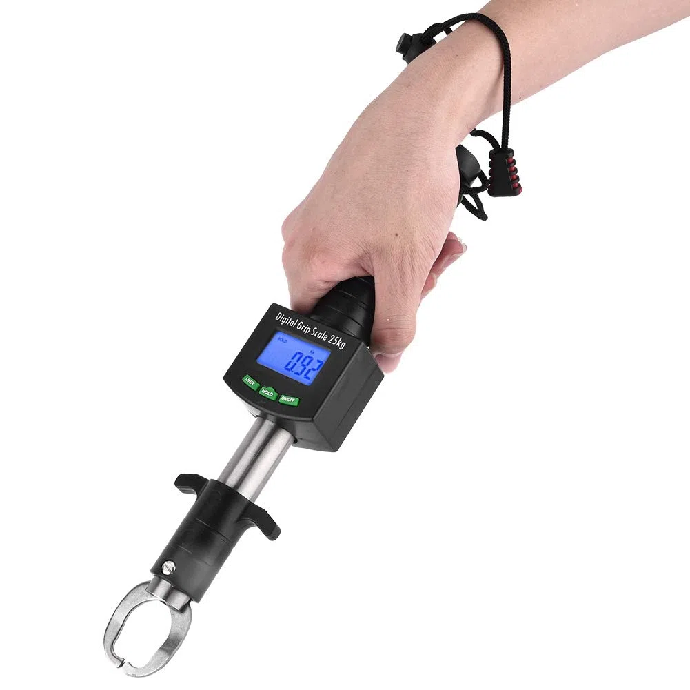 3 en 1 Escala de agarre de pescado digital, 2Kg/55 lb de la pinza labial de pescado con 1 m Cape medir la escala de peso de manejo de pesca portátil para pescar