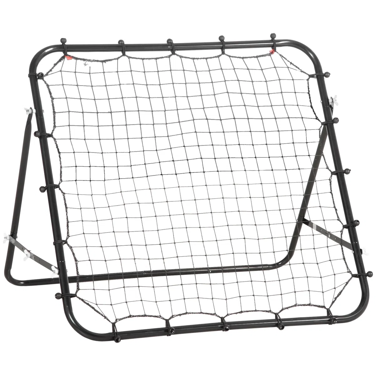 HOMCOM Red de Béisbol Red de Rebote Reboteador de Metal con Ángulo Ajustable y 20 Cuerdas Elásticas para Entrenamiento de Fútbol Tenis Deportes 96x80x96 cm