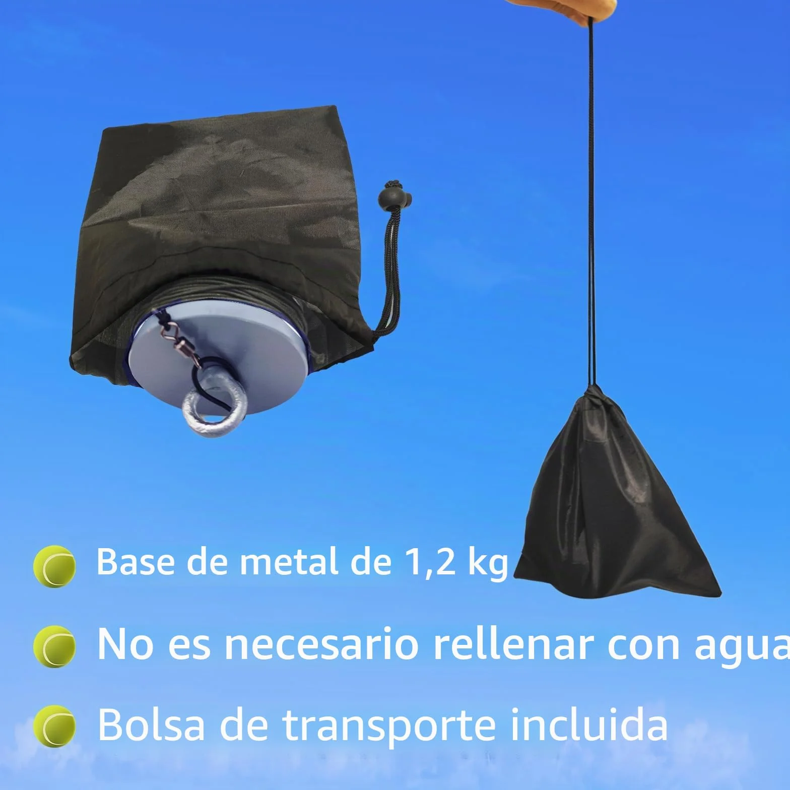 Dispositivo de Entrenamiento de Tenis con Base Metálica de 1,2 kg para Exteriores