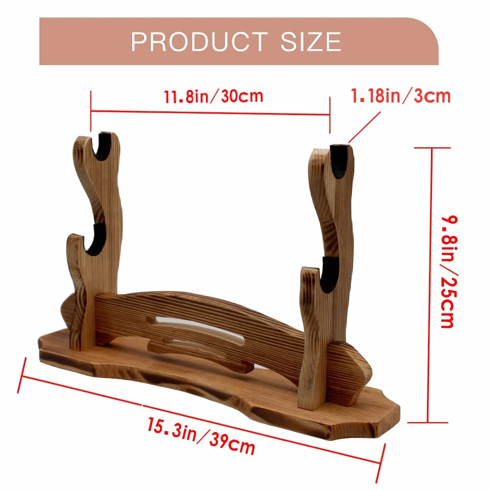 BiJun Soporte para Espada Katana de Madera, Montaje en Pared para Katana Wakizashi Samurái