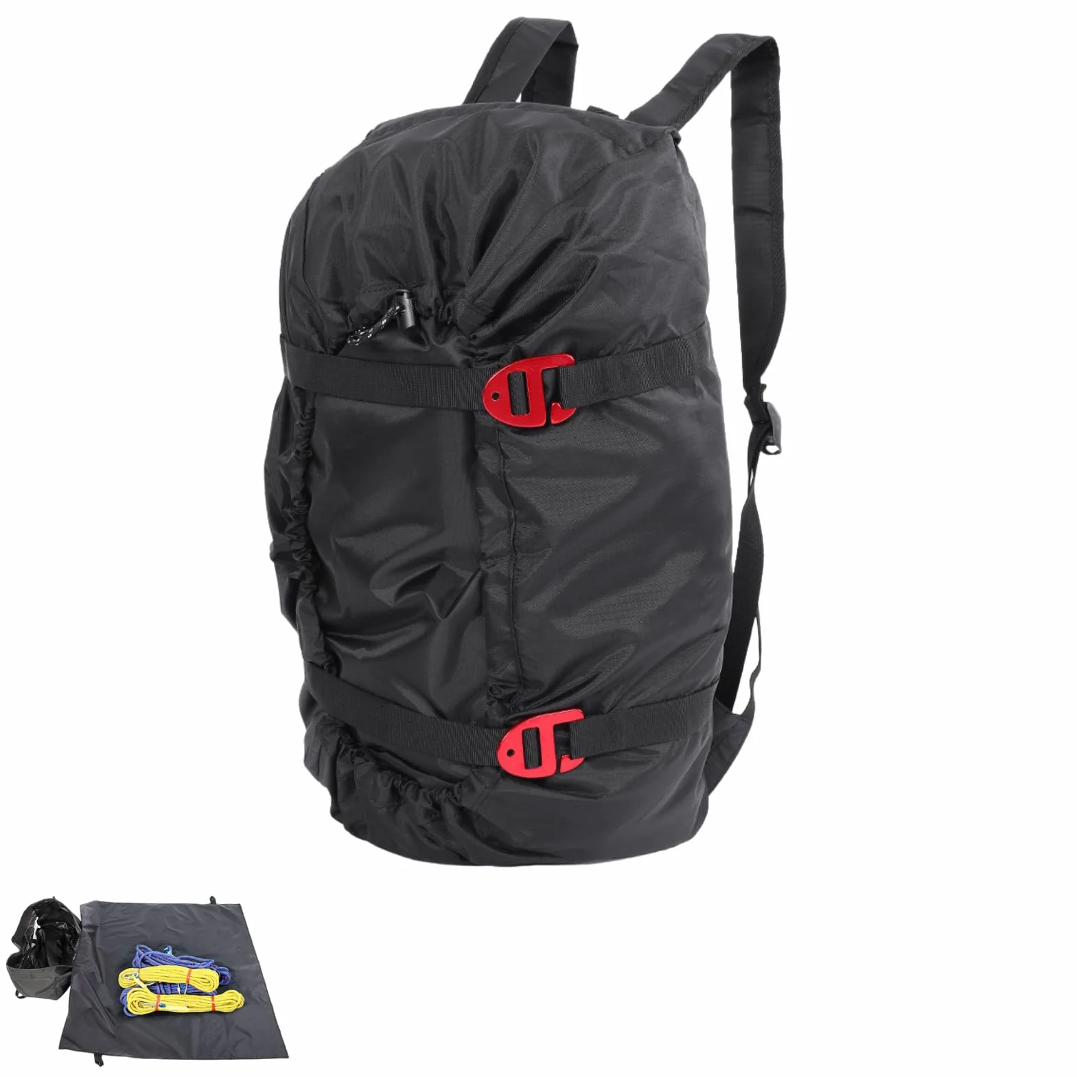 Bolsa de Escalada Oxford 210D Impermeable Plegable Mochila de Cuerda para Escalada en Roca (Negro)