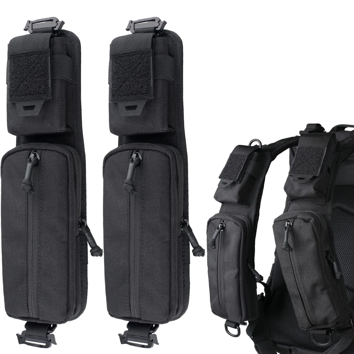 WYNEX Molle - Bolsa de accesorios con bolsillo con cremallera, correa para mochila, correa de hombro, accesorio Molle, accesorios tácticos, bolsa de hombro con cremallera, soporte adicional para