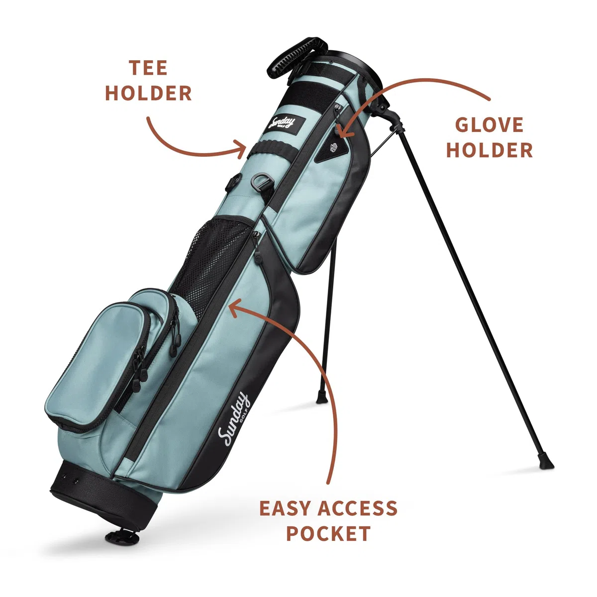 Sunday Golf Bolsa Loma XL - Bolsa Liviana con Correa y Soporte - Bolsa de Golf Pitch n Putt fácil de Transportar - Par 3 y Campos ejecutivos, 3.4 Libras