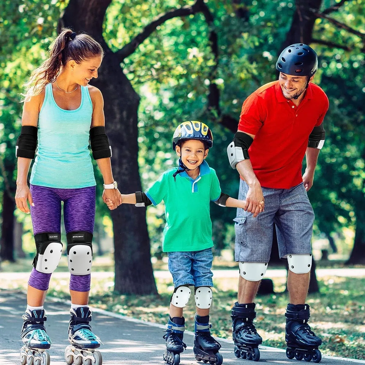 Equipo de Protección Adulto Adolescentes Rodilleras Set Coderas Protectores Muñequeras 6 en 1 Set de Protección para Patinaje Bicicleta Skate Esqui Protecciones Patines Kit de protección Scooter