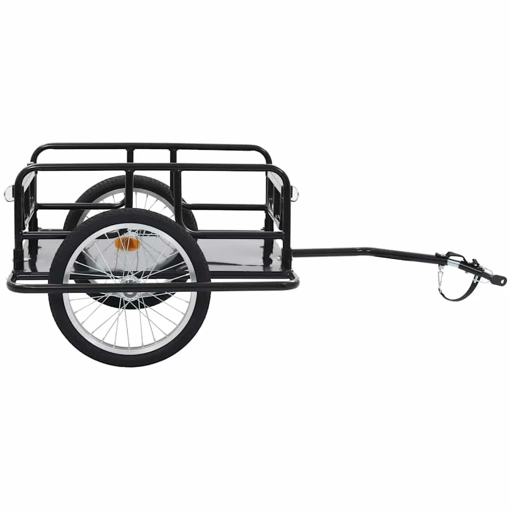 Remolque de bicicleta de acero negro 130 x 73 x 48,5 cm con enganche de liberación rápida, plegable, carga de 50 kg, ruedas neumáticas con reflectores, remolque de transporte para equipaje