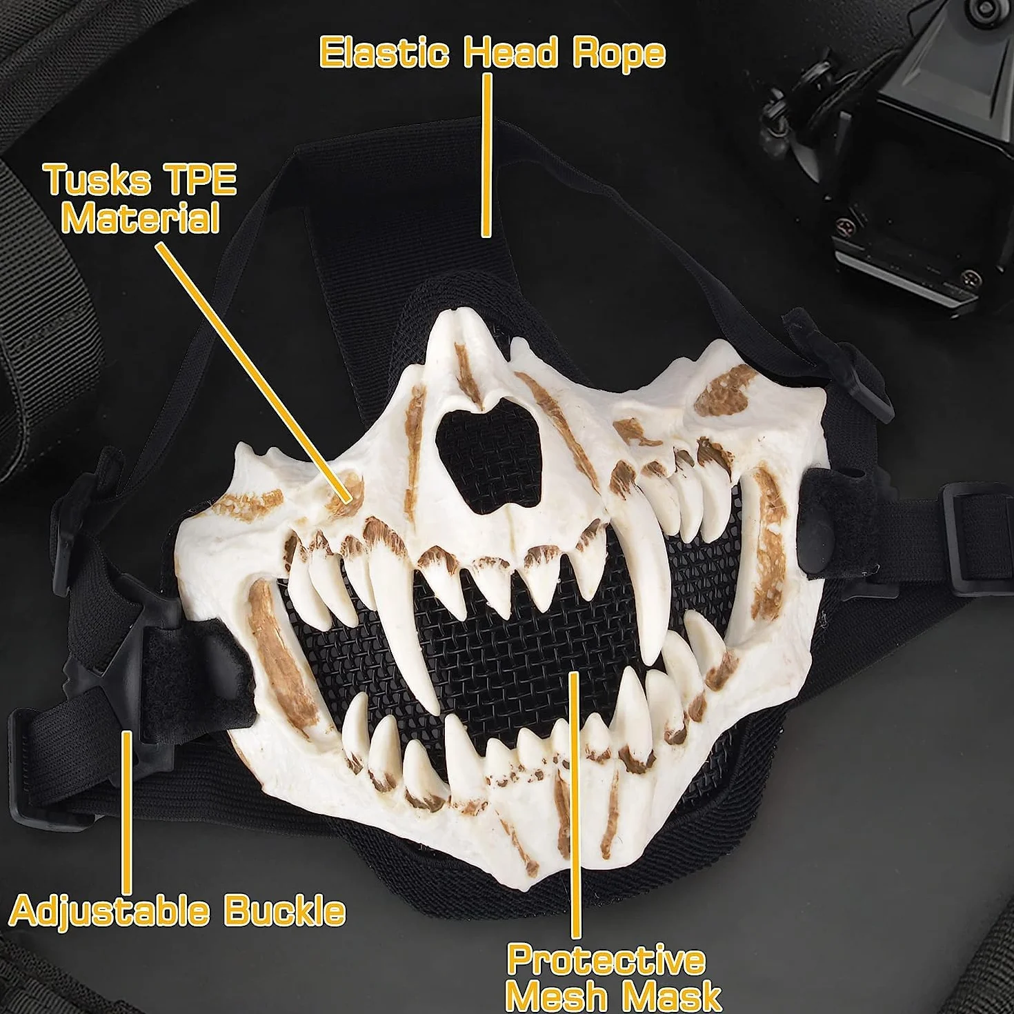 Máscara facial de calavera para cosplay Halloween malla decorativa esqueleto