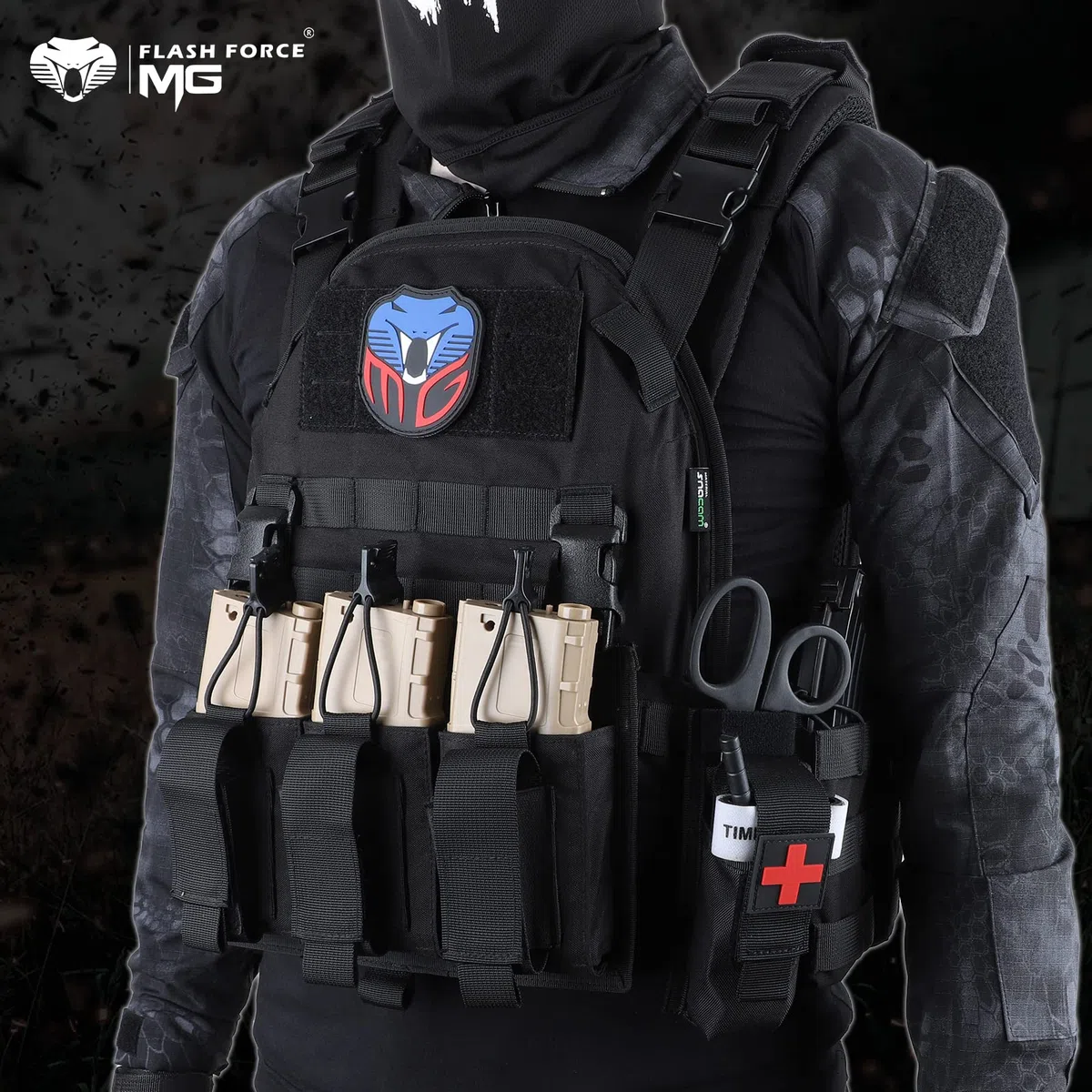 MGFLASHFORCE Chaleco táctico Molle Airsoft para hombre