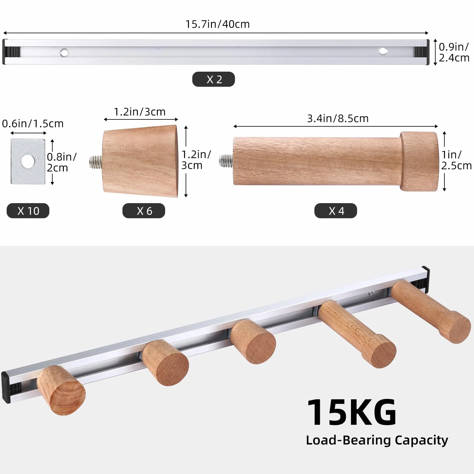 Fuloon Soporte de Pared para Esquís/Snowboard, Almacenamiento para Snowboard, Portaesquís de Pared para Casa y Garaje Perchero para Organizador 2 Estantes - 80cm, Hasta 30 kg