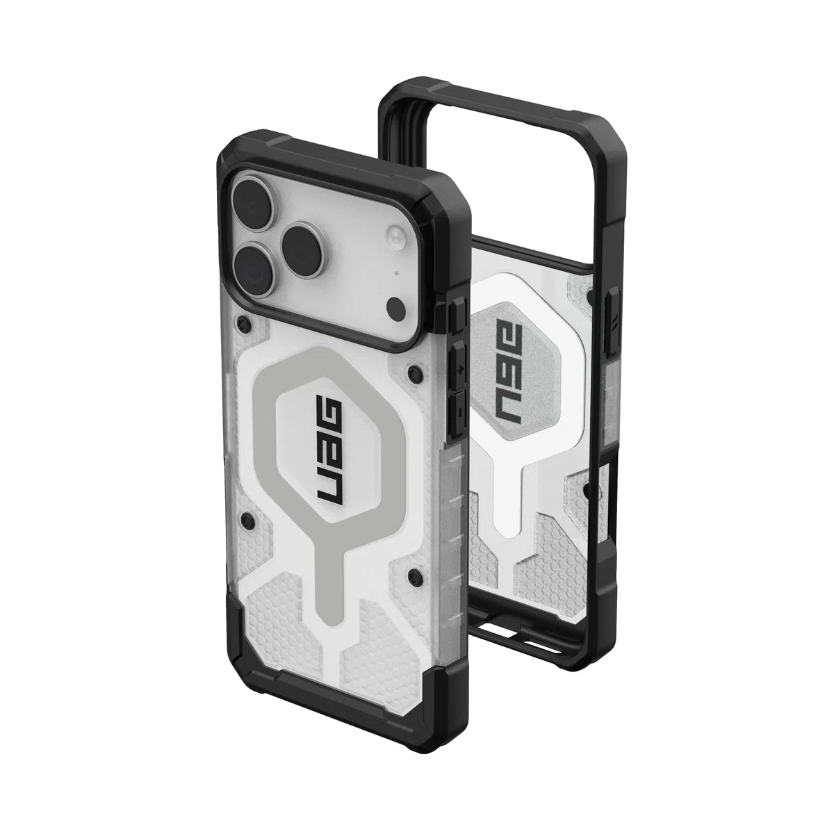 Urban Armor Gear Pathfinder MS Case Compatible con Apple iPhone 17 Pro MAX Funda (Carga inalámbrica/magnética, Protección según estándar Militar) Hielo/Plata